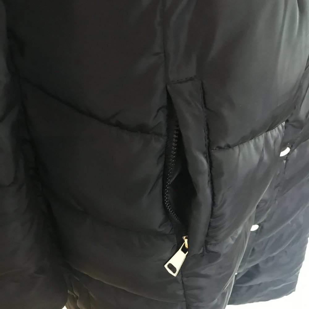 Cameo Rose Ladies Longline Puffer Coat Jacket Black Sz 12 Hooded Quilted Padded - Picture 8 of 14